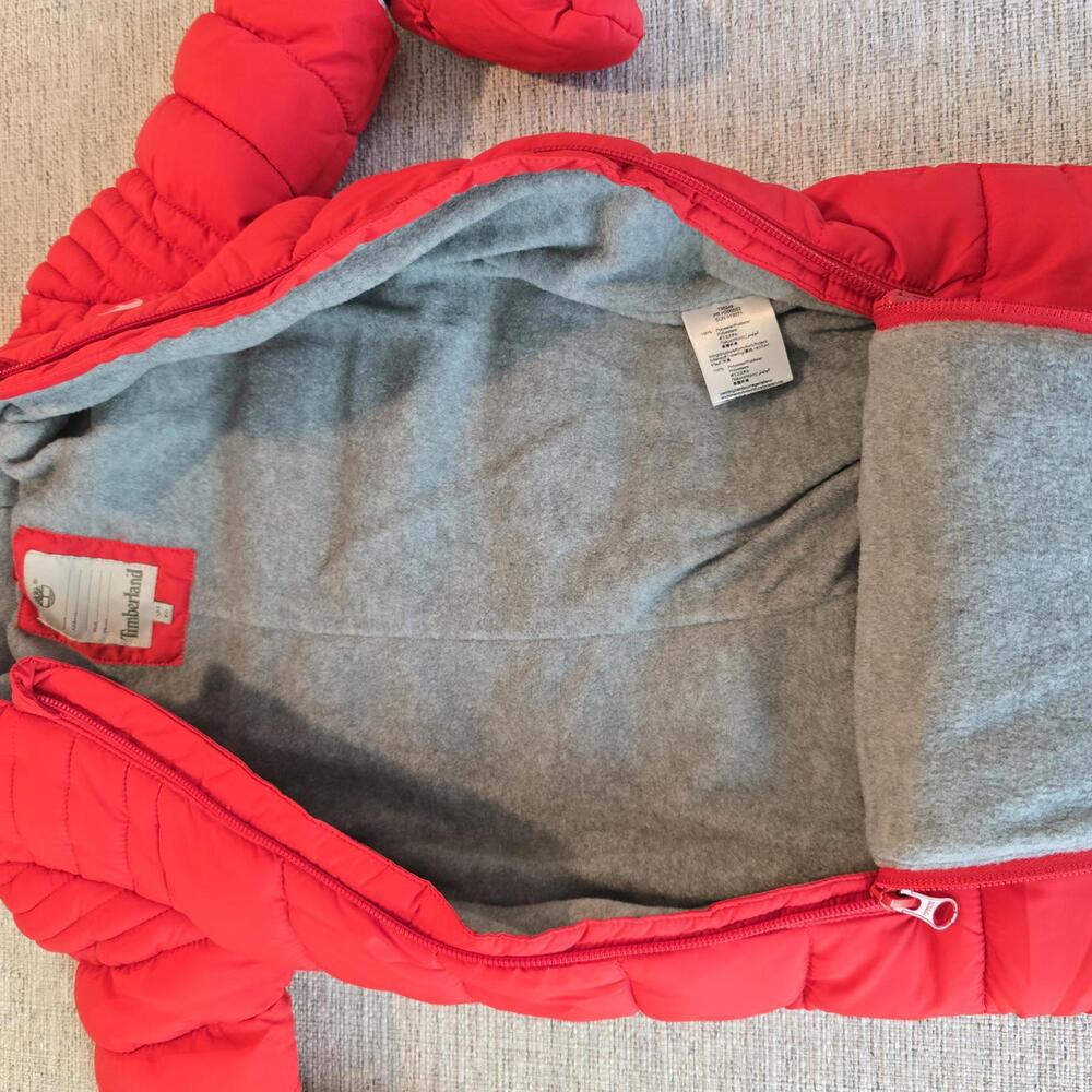 Timberland Baby Red Puffer Snowsuit with Mittens and Booties - Picture 6 of 7